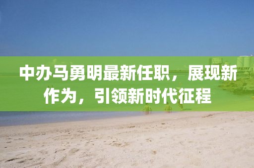 中辦馬勇明最新任職，展現(xiàn)新作為，引領(lǐng)新時(shí)代征程